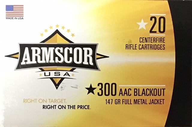 300 AAC Blackout Armscor 147 Grain Full Metal Jacket 20 Rounds M-ID: 812285021089 UPC: 812285021089