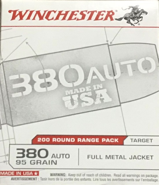 380 Auto Winchester 95 Gr FMJ 200 rounds M-ID: USA380W UPC: 020892222472