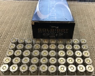 45 Gap Gold Dot Duty Ammunition 200 Gr GDHP 50 Rnds M-ID: 53978 UPC: 076683539786