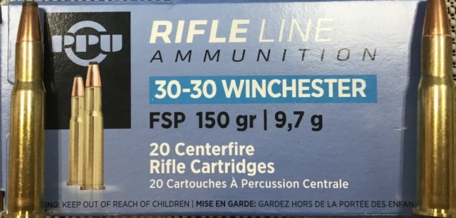 30-30 Win PPU Rifle Line 150 gr Flat Soft Point FSP 20 rnds M-ID: PP303010 UPC: 8605003812449