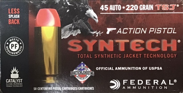 45 Auto Federal Syntech 220 Grain Total Synthetic Jacket 50 Round M-ID: AE45SJAP1 UPC: 604544624106