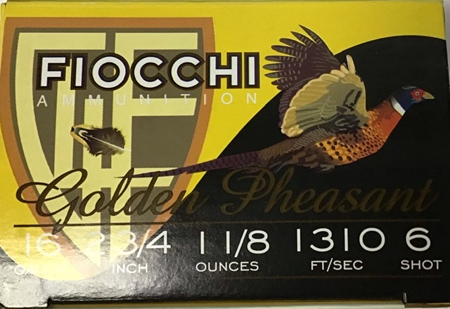 16 Gauge Fiocchi Golden Pheasant 2.75 in. 1 1/8 oz. 6 shot 250 rnds 1310 fps (10 boxes) M-ID: 16GP6 UPC: 762344704739