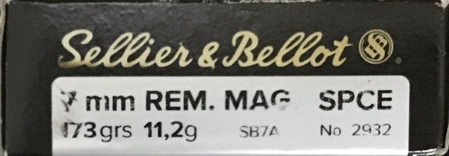 7mm Rem Mag Sellier & Bellot 173 Grain Soft Point Cut-Through Edge 20 Rounds M-ID: SB7A UPC:754908511877