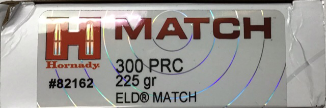 300 PRC Hornady Match 225 gr ELD Match® 20 rnds M-ID: 82162 UPC: 090255821628