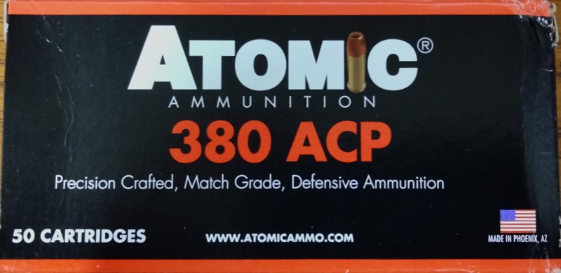 380 Auto Atomic 90 gr HP 50 rnds M-ID: 00414 UPC: 858767004140
