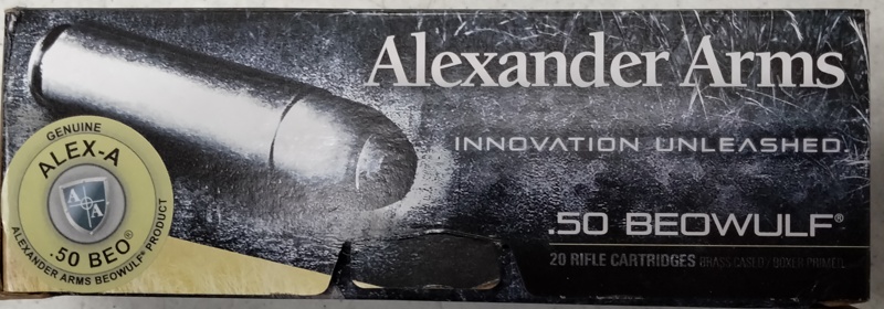 50 Beowulf Alexander Arms 400 gr FP 20 rnds M-ID: AB400FPBOX UPC: 819511020113
