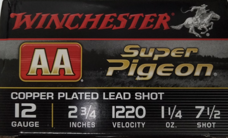 12 Gauge Winchester AA Super Pigeon 2 3/4 in 1 1/4 oz 7 1/2 shot Copper Plated Lead 25 rnds M-ID: AA12SP7 UPC: 020892012134