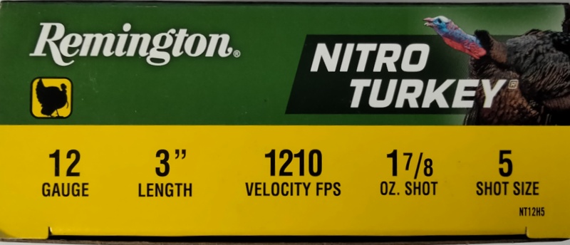 12 Gauge Remington Nitro Turkey 3 in. 1 7/8 oz. 5 shot 10 rnds 1210 fps M-ID: 26695 UPC: 047700348902