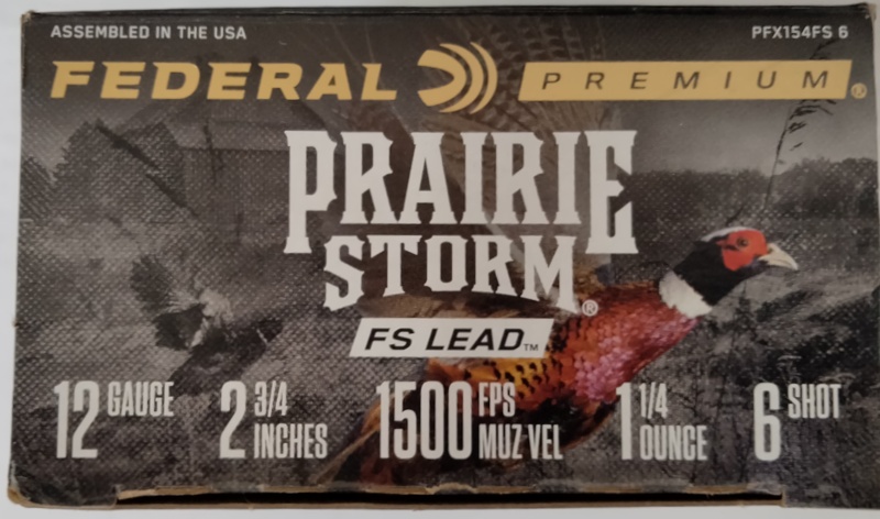 12 Gauge Federal Prairie Storm 2.75 in. 1.25 oz. 6 shot 250 rnds (10 boxes) M-ID: PFX154FS6 UPC: 604544626520