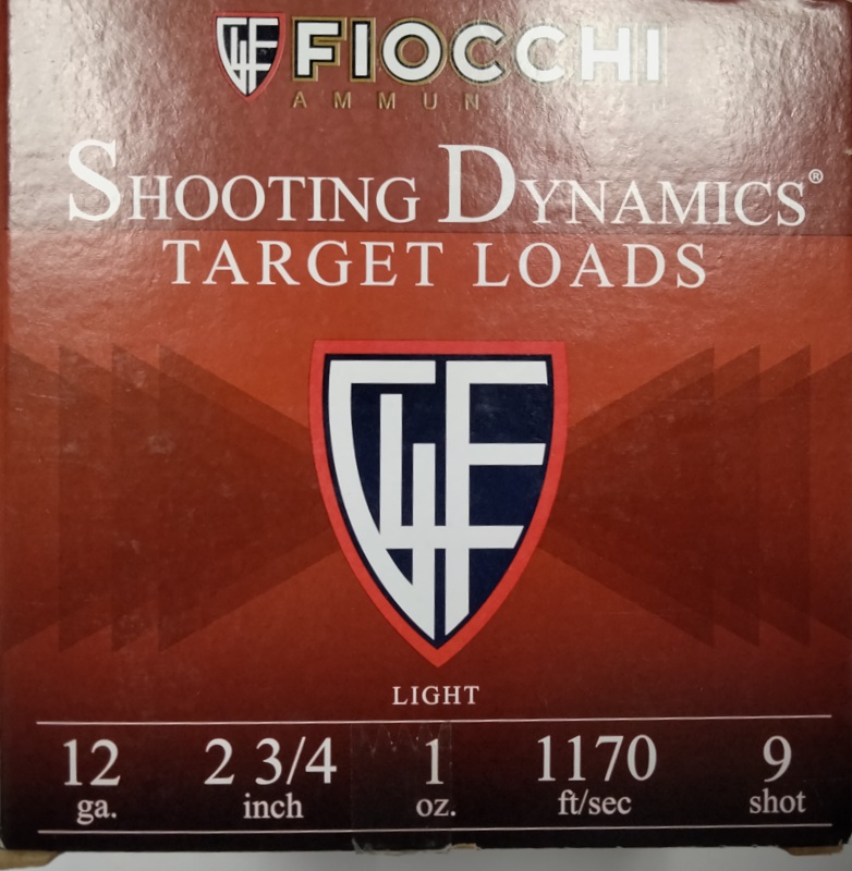 12 Gauge Fiocchi Shooting Dynamics Target Load 2.75 in 1 oz 9 shot 25 rnds M-ID: 12SD1L9 UPC: 762344705545
