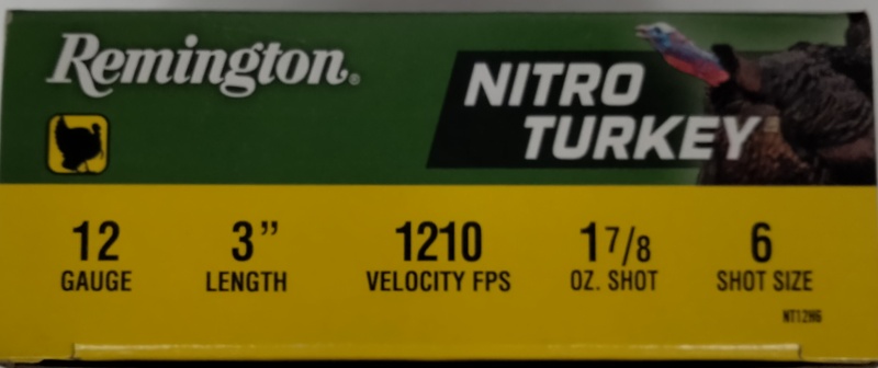 12 Gauge Remington Nitro Turkey 3 in 1 7/8 oz 6 shot 100 rnds (10 boxes of 10 rnds) M-ID: 26697 UPC: 047700346601