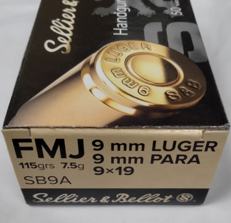9mm Sellier & Bellot 115 Gr FMJ 50 Rnds M-ID: SB9A UPC: 754908500086