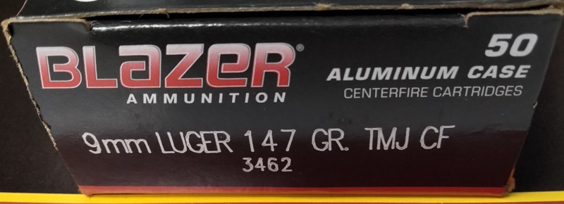 9mm Luger CCI Blazer Clean Fire 147 gr. TMJ 50 rnds 985 fps Aluminum M-ID: 3462 UPC: 076683034625