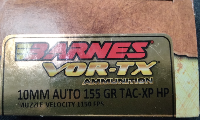 10mm Barnes Vor-TX 155 gr. TAC-XP HP 20 rnds 1150 fps Brass M-ID: 31180 UPC: 716876101559