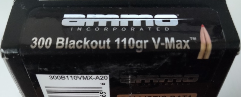 300 Blackout AMMO Inc. 110 gr. V-Max 20 rnds 2350 fps Brass M-ID: 300B110VMXA20 UPC: 818778022656