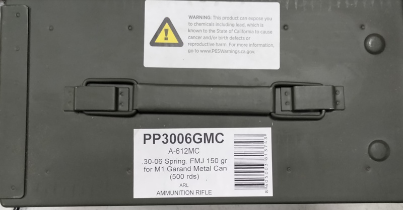 30-06 Sprg PPU A-61MC 150 gr. FMJ 500 rnds for M1 Garand Metal Can 2745 fps Brass M-ID: PP3006GMC UPC: 8605003813743