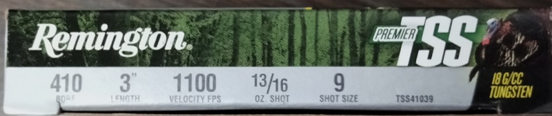 410 gauge Remington Premier 3 in. 13/16 oz. 9 shot 5 rnds TSS410 1100 fps M-ID: 28069 UPC: 047700530901