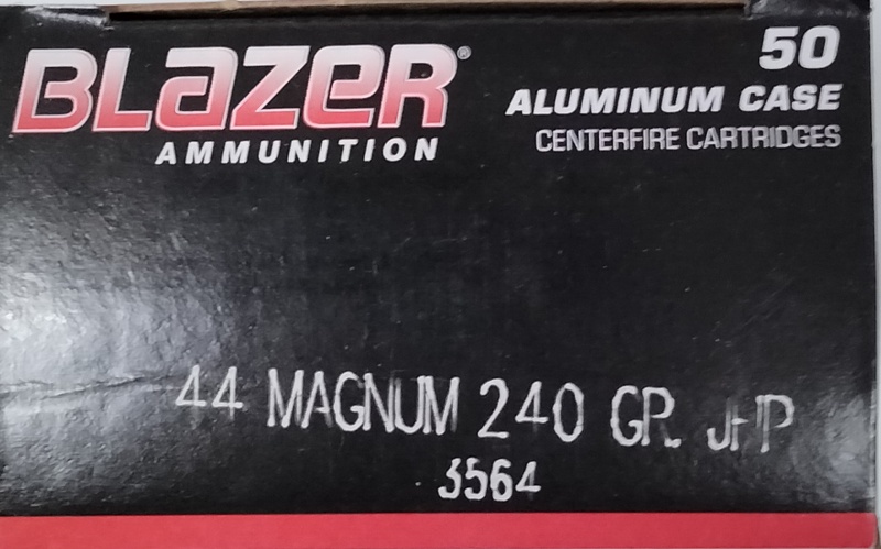 44 Mag Blazer 240 gr. JHP Jacketed Hollow Point 500 rnds (10 boxes) Aluminum M-ID: 3564 UPC: 076683035646