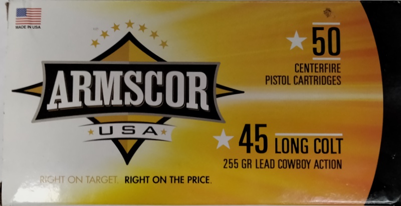 45 Long Colt Armscor 255 gr. Lead Cowboy Action 50 rnds 800 fps Brass M-ID: FAC45LC1N UPC: 812285021065