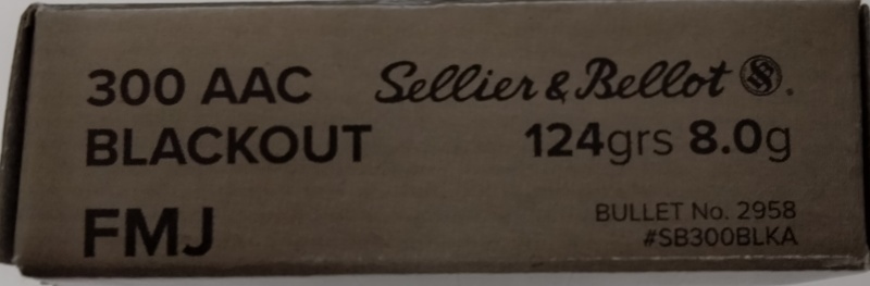 300 AAC Blackout Sellier & Bellot 124 gr. FMJ Full Metal Jacket 200 rnds 2165 fps (10 boxes) Brass M-ID: SB300BLKA UPC: 754908512447