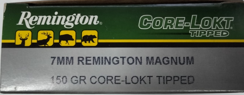 7mm Rem Mag Remington 150 gr. Core-Lokt Tipped 20 rnds 3130 fps Brass M-ID: 29021 UPC: 047700415109