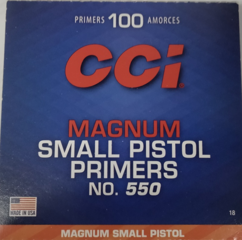 No. 550 CCI Small Pistol Primer 1000 Count M-ID: 0018 UPC: 076683500182