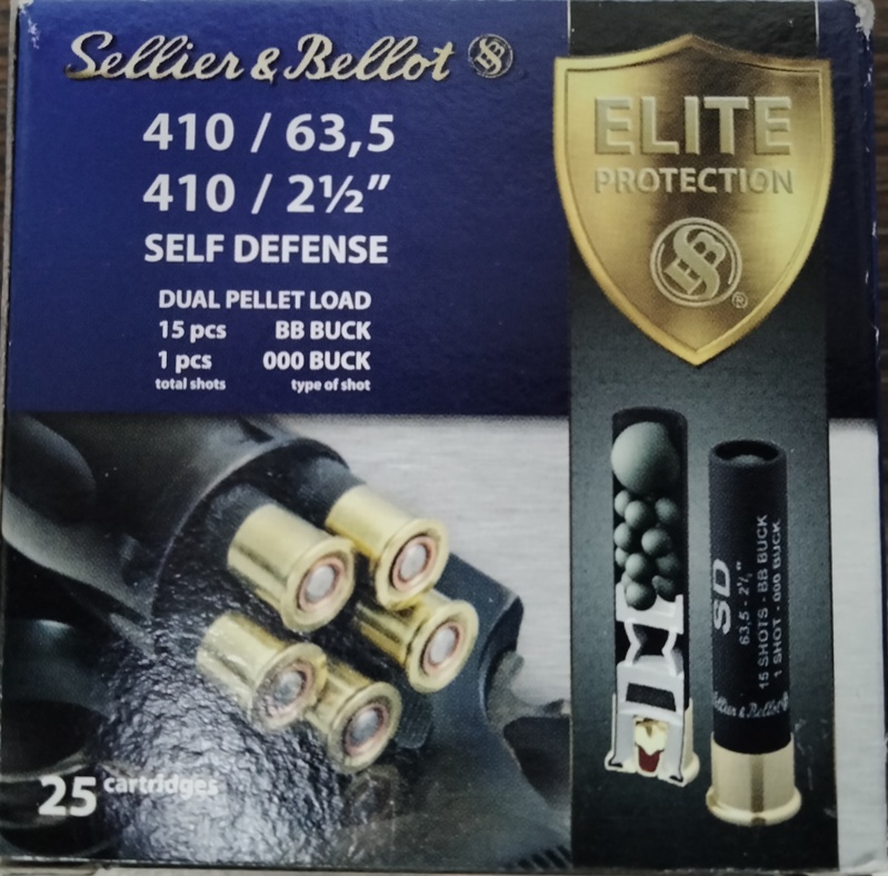 410 Sellier & Bellot Elite Protection 2.5 in. 15 pellet BB Buck 1 pellet 000 Buck 25 rnds M-ID: SB410SDA UPC: 754908544707