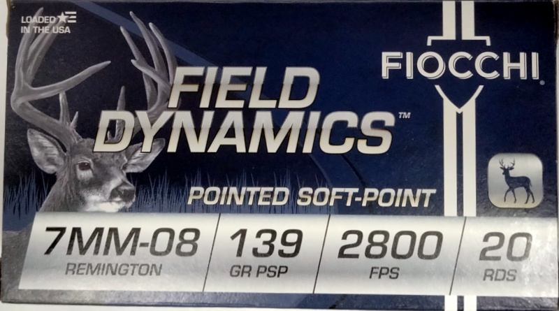 7mm-08 Rem Fiocchi Field Dynamics 139 gr. Pointed Soft Point PSP 200 rnds (10 boxes) Brass 2800 fps M-ID: 7MM08B UPC: 762344711232