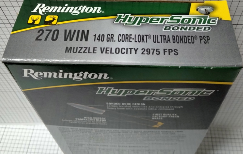 270 Win Remington Hypersonic Bonded 140 gr. Core-Lokt Ultra Bonded PSP 20 rnds 2975 fps Brass M-ID: 28955 UPC: 047700410708